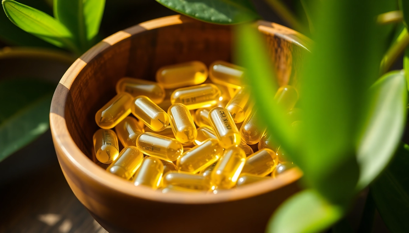 Enhance vitality with tan NAD Supplement capsules in a wooden bowl surrounded by greenery.