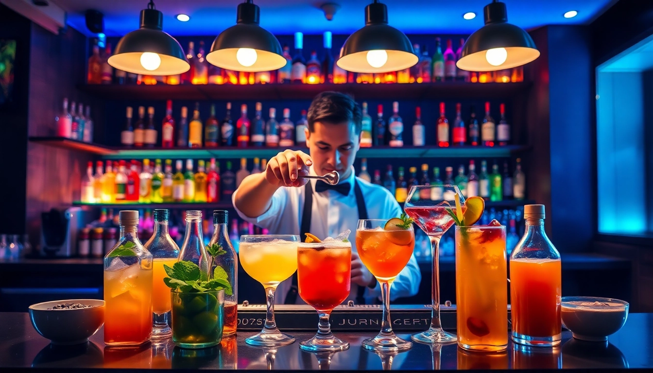 Learn cocktailkurs techniques while mixing vibrant cocktails with expert guidance.