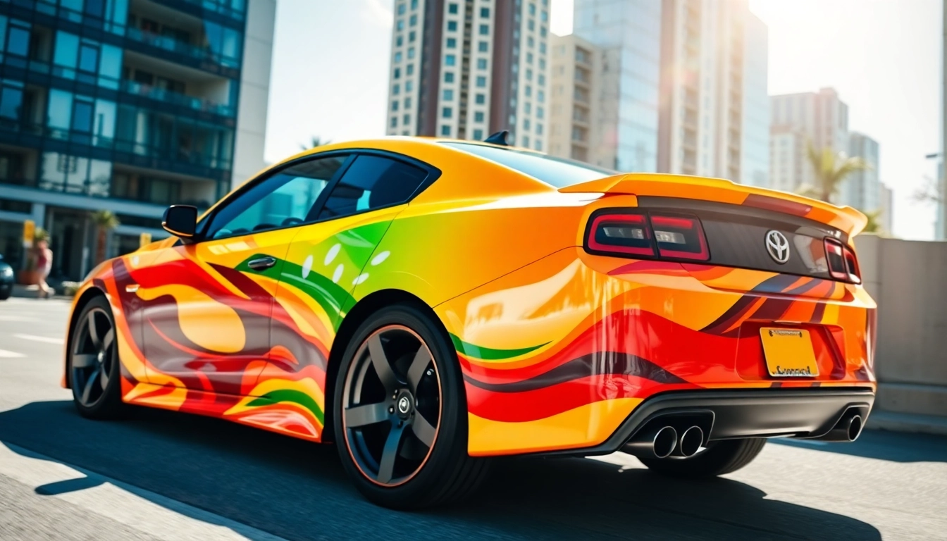 Showcase of a Professional Car Wrap on a modern vehicle highlighting bold colors and design.