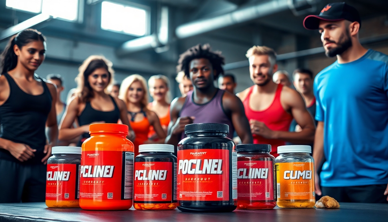 Boost your preworkout energy levels with vibrant supplements displayed in a motivating athletic scene.