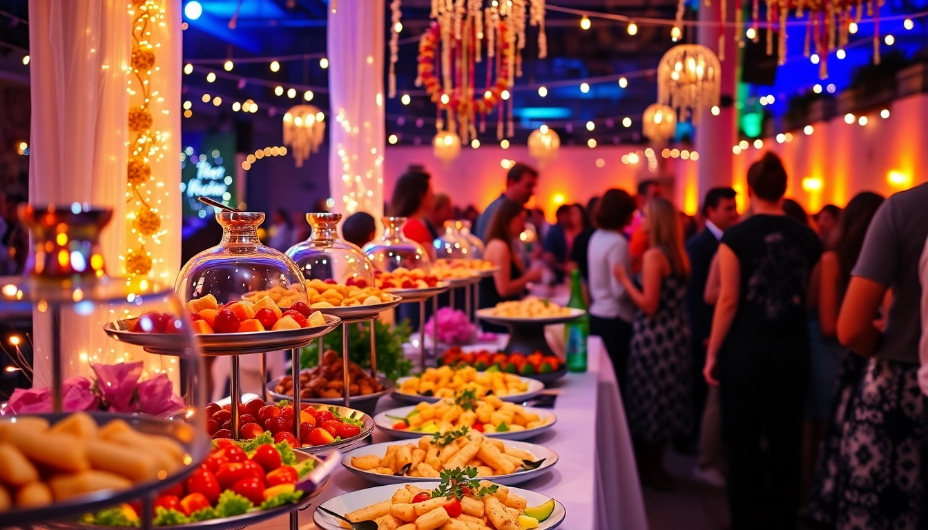 Enjoy exquisite catering service at Partyservice Berlin with beautifully arranged food and lively atmosphere.