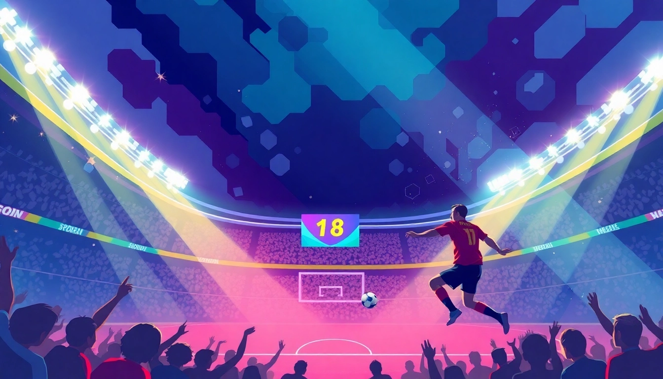 Track ราคาบอล during an exhilarating football match with a vibrant scoreboard and cheering crowd.