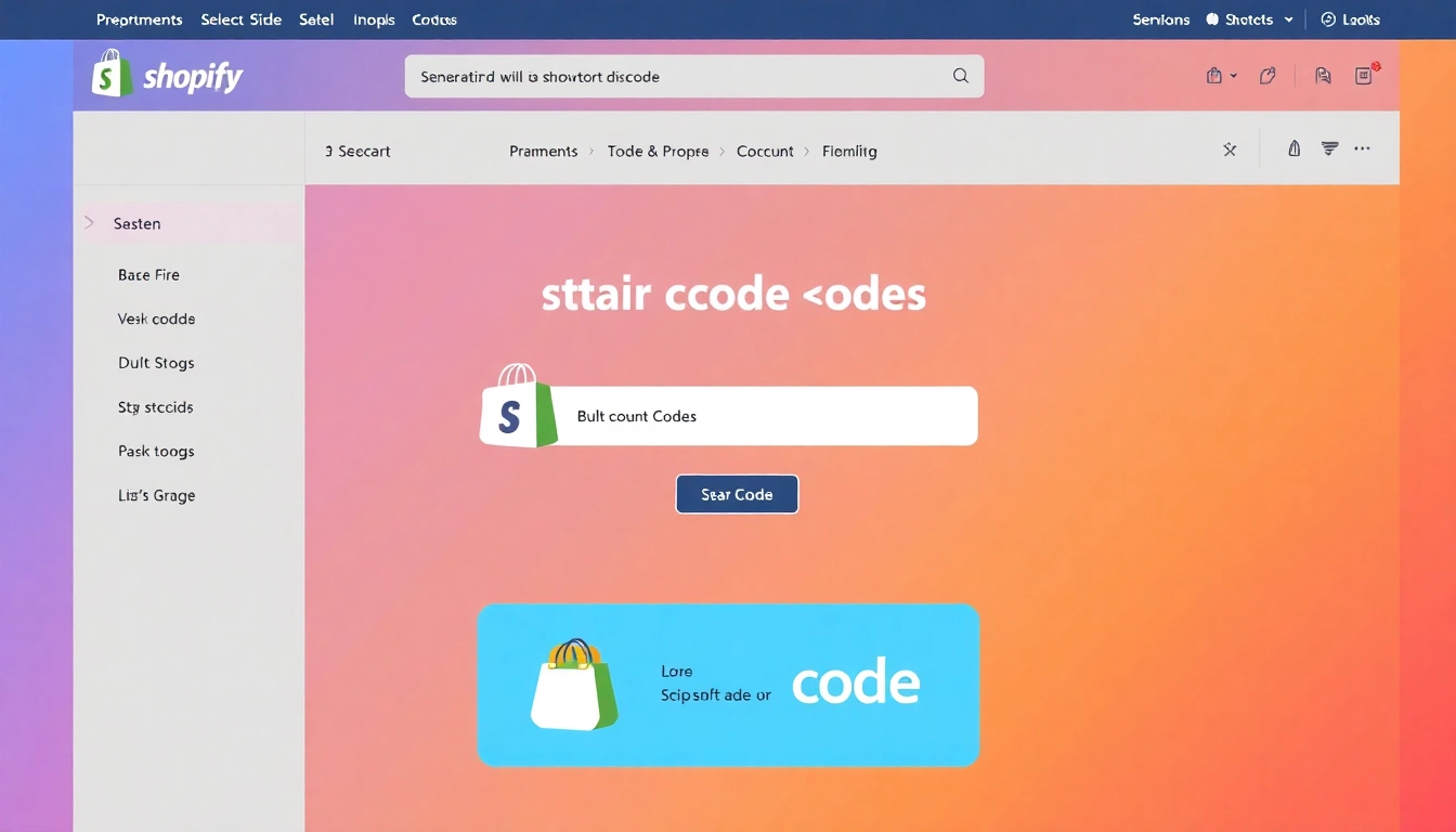 Create unique shopify bulk discount codes quickly using an intuitive code generator interface on a vibrant Shopify store.